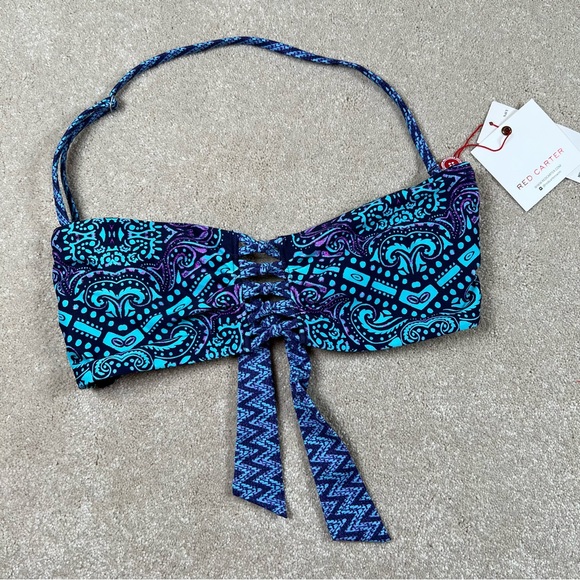 Red Carter Bikini 2 Piece Swim NWT Cali Cut Bottom Halter Top Convertible Medium - Picture 2 of 16